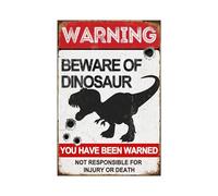 Xanovir Divertidos letreros de estaño de dinosaurio, letrero de metal de advertencia, cuidado con el dinosaurio, póster de dinosaurio, placa decorativa de pared para habitación de niños, sala de