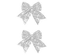 Xansema 2 lazos para el pelo para niñas, lazos para el pelo con lentejuelas, pinza de cocodrilo, accesorios brillantes para el pelo, accesorios para mujeres, adolescentes y niñas (plateado)