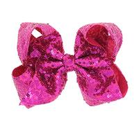 Xansema Accesorios para el cabello: pasadores de cocodrilo de lentejuelas de 8 pulgadas para mujeres, adolescentes y niñas (rosa)