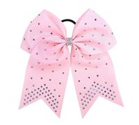 Xansema Lazos elásticos para el cabello de 7 pulgadas con diamantes de imitación para el cabello, cinta grande para cola de caballo, banda para el cabello para mujeres, niñas, niños y adolescentes (rosa)