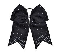 Xansema Lazos elásticos para el pelo con diamantes de imitación de 7 pulgadas, lazo grande para animar, coleta, banda para el pelo para mujeres, niñas, niños y adolescentes (negro)