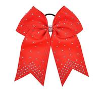 Xansema Lazos elásticos para el pelo con diamantes de imitación de 7 pulgadas, lazo grande para animar, coleta, banda para el pelo para mujeres, niñas, niños y adolescentes (rojo)