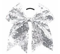 Xansema Lazos elásticos para el pelo con lentejuelas de 6.5 pulgadas, cinta grande para animar cola de caballo para mujeres, niñas, niños y adolescentes (plateado)