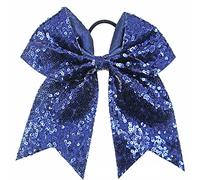 Xansema Lazos elásticos para el pelo con lentejuelas de 6.5 pulgadas, cinta grande para animar, soporte para cola de caballo, para mujeres, niñas, niños y adolescentes (azul marino)