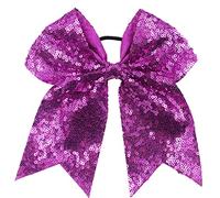 Xansema Lazos elásticos para el pelo de 6.5 pulgadas con lentejuelas, lazo para el pelo, cinta grande para moño de animación, para mujeres, niñas, niños y adolescentes (morado)