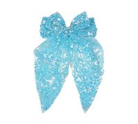 Xansema Lazos grandes con purpurina para el cabello para mujeres y niñas, con lentejuelas, grandes y largos, accesorios para el cabello (azul claro)