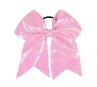 Xansema Lazos para el pelo con lentejuelas para mujeres, niñas, adolescentes, cinta elástica para el pelo, lazo grande, soporte para cola de caballo (color rosa claro)