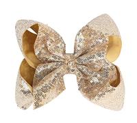 Xansema Lazos para el pelo para niñas, lazos grandes de lentejuelas de 8 pulgadas, pinzas de cocodrilo, accesorios para mujeres, adolescentes y niñas (dorado)