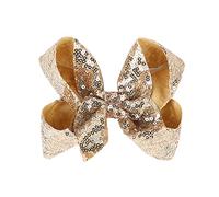 Xansema Lentejuelas de 5 pulgadas, lazos grandes, pinzas de pelo de cocodrilo, accesorios para mujeres, adolescentes, niñas y niños (dorado)