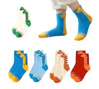 Xanthelle Calcetines para niños, 5 Pares de Calcetines de niños Talla 31-34, Calcetines Infantiles sin Costuras, Calcetines de Dinosaurios Divertidos de algodón