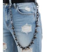 Xanthelle Hosenkette, Cadena para billetera y pantalón, Llavero de estilo Punk Hip Hop y Gótico con remaches, Para hombres y mujeres en negro metálico