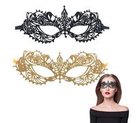 Xanthelle Maske Cara, 2 Máscaras de Encaje en Dorado y Negro, Máscara Veneciana, Máscara para Mujer de Baile de Máscaras Máscara de Encaje Negra