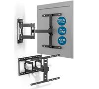 Xantron Soporte TV Pared Giratorio 43-90 Pulgadas, Solo 27 mm | Giro ±60°, inclinable, hasta 75 kg, VESA 100x200-600x400, guía de cables y tacos Fischer incluidos