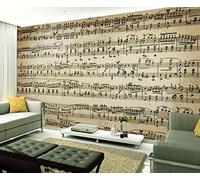 XAONUO Música Papel Pintado No Tejido Música Partitura Patrón 350X254Cm Mural De Efecto 3D Pared Pintado Papel Tapiz 3D Decoración Dormitorio Fotomural Sala Sofá Mural