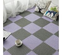 XAoSCd 100 Piezas De Baldosas De Rompecabezas De Espuma Antideslizantes, Tapete Entrelazado, Suave, Absorción De Impactos, con Borde, Alfombras De Área, 12 X 12 Pulgadas (Gris Oscuro + Morado)