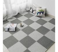 XAoSCd 100 Piezas De Baldosas De Rompecabezas De Espuma Antideslizantes, Tapete Entrelazado, Suave, Absorción De Impactos, con Borde, Alfombras De Área, 12 X 12 Pulgadas (Gris Claro + Gris Oscuro)