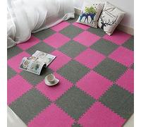 XAoSCd 100 Piezas De Baldosas De Rompecabezas De Espuma Antideslizantes, Tapete Entrelazado, Suave, Absorción De Impactos, con Borde, Alfombras De Área, 12 X 12 Pulgadas (Rojo Rosa + Gris Oscuro)