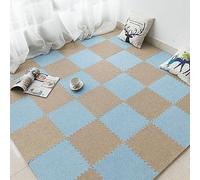 XAoSCd 100 Piezas De Baldosas De Rompecabezas De Espuma Antideslizantes, Tapete Entrelazado, Suave, Absorción De Impactos, con Borde, Alfombras De Área, 12 X 12 Pulgadas (Azul + Caqui)