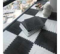 XAoSCd 80 Piezas De Alfombra De Espuma De Rompecabezas Esponjoso, Losetas De Alfombra Entrelazadas, Alfombra De Juego De Felpa Suave para Sala De Estar, 12 X 12 Pulgadas (Gris + Blanco 0,23 Pulgadas)