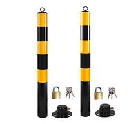 XAoSCd Barrera De Seguridad, Bolardo con Cinta Reflectante, Bolardo De Acero Amarillo, Postes De Seguridad Resistentes Y Duraderos para Entradas De Vehículos, Ideales para Zon-2pcs