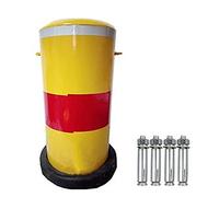 XAoSCd Bolardo De Seguridad, Barrera De Seguridad De Tubo De Acero Amarillo, Bolardo De Seguridad De Acero con 4 Pernos De Anclaje, Poste De Bolardo con Cinta Reflectante para-Fixed Column-4Pcs