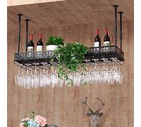 XAoSCd Botelleros para Vino, Soporte para Botellas De Vino Montado En La Pared, Soporte para Copas Colgantes, Estante De Almacenamiento De Metal, Decoración del Hogar Y La Cocina,#2-120X35CM