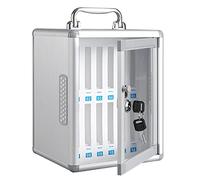XAoSCd Caja De Seguridad para Teléfono, Armario De Almacenamiento para Teléfonos Celulares con Asa, Caja De Almacenamiento De Aleación De Aluminio Transparente para Oficina Y A,Silver-12