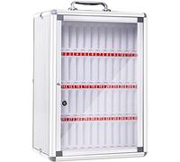 XAoSCd Caja Transparente De Aleación De Aluminio, Armario para Guardar Teléfonos Móviles, con Asa, para Oficina Y Aula.,Silver-48