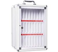 XAoSCd Caja Transparente De Aleación De Aluminio, Armario para Guardar Teléfonos Móviles, con Asa, para Oficina Y Aula.,Silver-24