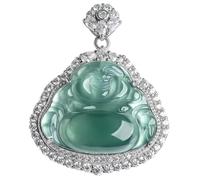 XAoSCd Colgante De Buda De Jade Azul Genuino - Collar De Plata De Hielo Natural S925 Para Joyería De Hombres (Colgante De Buda De Jade Azul Colgante De Buda De Jade Azul)
