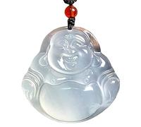 XAoSCd Colgante De Buda De Jade, Collar De Calcedonia De Ágata De Hielo Blanca Natural Para Mujeres, Hombres, Joyería De Lavanda, Regalos De Cumpleaños Para Mamá (1,57 Pulgadas)