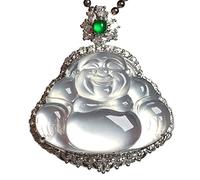 XAoSCd Colgante De Buda De Jade, Collar De Jadeíta Blanco Hielo Para Mujeres Y Hombres, Joyería, Regalos De Cumpleaños Para Mamá