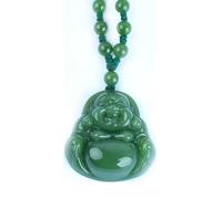 XAoSCd Colgante De Buda De Jade Hetiano Para Mujeres Y Hombres, Collar De Buda Sonriente Verde Jaspe Para Mujer (Buda Sonriente Verde Jaspe)