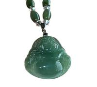 XAoSCd Colgante De Buda De Jade Para Mujeres Y Hombres, Collar De Buda Sonriente Verde Natural Para Mujeres (Buda Sonriente Verde)