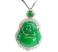 XAoSCd Colgante De Buda De Jade Tallado Natural Para Hombres - Collar De Buda De Calcedonia De Cristal (Colgante De Buda Colgante Guanyin)