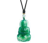 XAoSCd Colgante De Buda De Jade Tallado Para Mujeres Y Hombres - Collar De Cristal De Calcedonia De Hielo Buda Guanyin (Colgante De Guanyin)