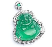 XAoSCd Colgante De Buda De Jade Verde Para Hombres Y Mujeres, Collar De Calcedonia De Cristal, Piedras Preciosas Genuinas Hechas A Mano, Regalos De Cumpleaños Para Mamá