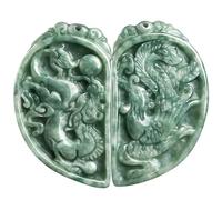 XAoSCd Colgante De Fénix De Jade Verde Tallado - Collar De Jadeíta Natural Joyería Para Hombres Y Mujeres (Par De Colgantes De Dragón Y Fénix Par De Colgantes De Dragón Y Fénix)