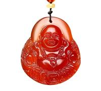 XAoSCd Colgante De Jade De Buda De Ágata Roja Para Mujeres Y Hombres, Collar De Buda Sonriente De Jade Para Mujeres (Colgante De Buda De Ágata Roja)