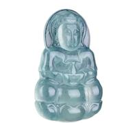 XAoSCd Collar Con Colgante De Buda De Jade, Color Verde Claro Natural, Cristal De Calcedonia, Amuleto De La Suerte, Joyería Para Mujeres Y Hombres (Buda Largo)