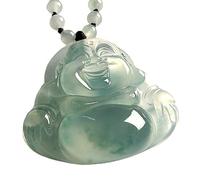 XAoSCd Collar Con Colgante De Buda De Jade, Joyería Flotante Verde Hielo, Amuleto De La Suerte Para Mujeres Y Hombres