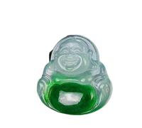 XAoSCd Collar Con Colgante De Buda De Jade Verde, Cristal De Calcedonia Natural, Amuleto De La Suerte, Joyería Para Mujeres Y Hombres (Buda Redondo)