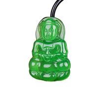 XAoSCd Collar Con Colgante De Buda De Jade Verde, Cristal De Calcedonia Natural, Amuleto De La Suerte, Joyería Para Mujeres Y Hombres (Buda Largo)