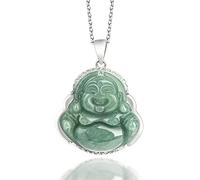 XAoSCd Collar Con Colgante De Buda De Jade Verde Para Hombres Y Mujeres, Collares De Plata De Jadeíta Natural S925, Joyería Con Certificado (Colgante De Jade + Cadena)