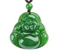 XAoSCd Collar Con Colgante De Buda De Jade Verde, Piedra Preciosa Natural Hetiana, Amuleto De La Suerte, Joyería Para Mujeres Y Hombres Con Certificado