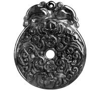 XAoSCd Collar Con Colgante De Jade Negro De Círculo Eterno, Hebilla De Seguridad Gris Negro Jade Para La Paz Interior (Jade De Raza De Pollo Sedoso Negro Jade De Raza De Pollo Sedoso Negro)