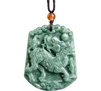 XAoSCd Collar Con Colgante De Jade Para Hombres Y Mujeres, Collar De Piedra Preciosa De Jadita De Hielo De Grado A Auténtico Con Certificado (Qi Lin)