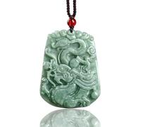 XAoSCd Collar Con Colgante De Jade Para Hombres Y Mujeres, Collar De Piedra Preciosa De Jadita De Hielo De Grado A Auténtico Con Certificado (Dragón Verde)