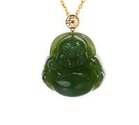 XAoSCd Collar De Buda De Jade Verde Para Hombres, Colgante De Jaspe Natural, Regalos Curativos, Joyería Espiritual De Cristal Para Niñas Y Mujeres