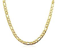 XAoSCd Collar De Cadena De Oro Macizo De 18 Quilates Para Mujeres Y Hombres, Collar De Cadena Figaro De Plata De Ley De 6 Mm (22 Pulgadas)